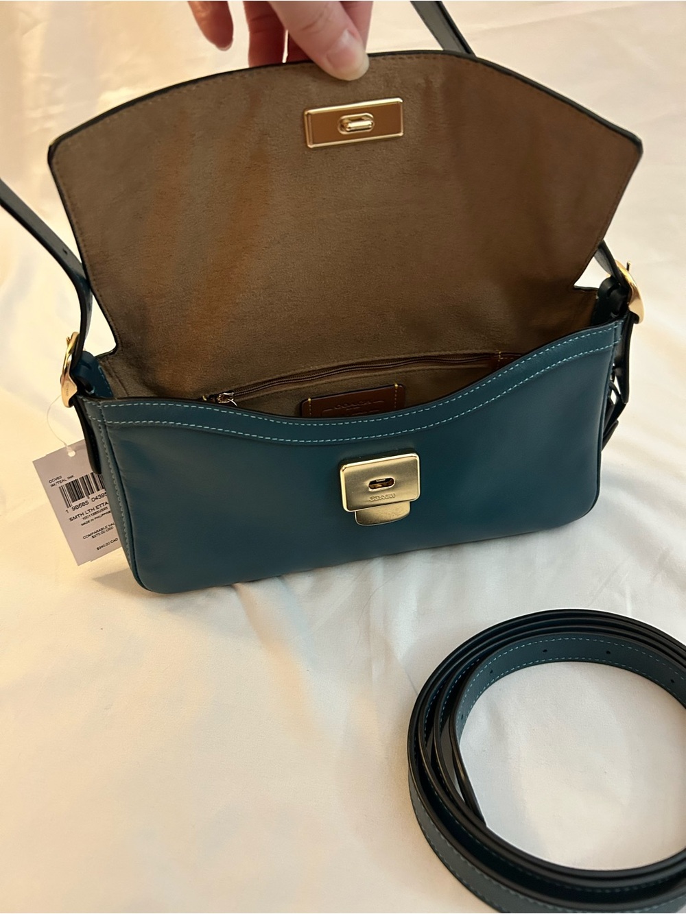 Coach Etta Small Flap in Teal - Picture 8 of 12